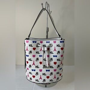 Karl Lagerfeld Leather Shoulder Bucket Bag